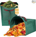 Leaf Collector & Yard Waste Bags 2-Pack, 53 Gallon Heavy Duty Reusable Dustpan-Type Lawn Bag, Collapsible Leaf Bag for Grass, Leaves, Debris