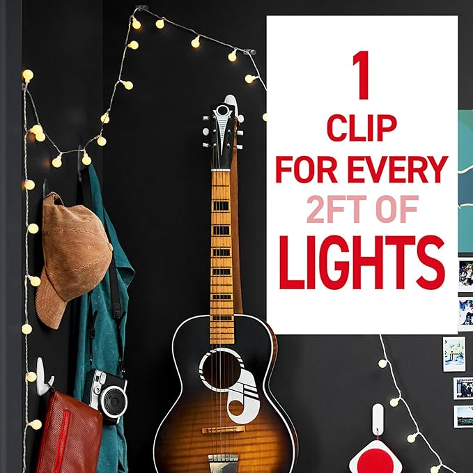 Command Indoor Mini Light Clips, Damage Free Hanging Christmas Lights, Mini Wall Clips for Hanging Indoor Christmas Decorations, Lights and Cables, 90 Count