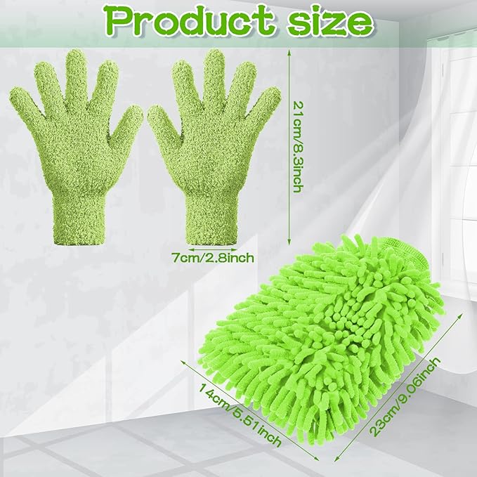 6 Pcs Microfiber Dusting Mitt Gloves for Plants Washable Dusting Gloves for House Cleaning Furniture Car Washing