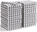 Homaxy 24 Pack Kitchen Dish Cloths, Ultra Soft and Absorbent Dish Towels, Reusable Fast Drying Microfiber Cleaning Cloth, Coral Velvet Wave Design No-lint, 10 x 10 inches, Grey