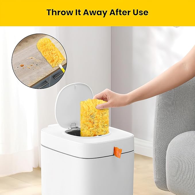 Heavy Duty Duster Refills, Unscented Disposable Dusters Kit for Cleaning Dusting Furniture Blind Ceiling Fan, Electrostatic Lock-Dust Technology 360 Feather Duster，60 Duster Refills and 1 Handle