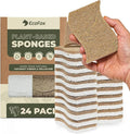 Plant-Based Kitchen Sponges (24 Pack) | FSC-Certified & PETA Approved | Natural Cellulose & Coconut Blend Scrubber Dish Sponges for Kitchen | S-Shaped Design | Eco-Friendly, Non-Scratch & Non-Toxic