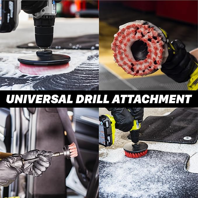 Maxshine 4" Universal M8 Medium-Duty Drill Brush for Upholstery & Carpet – Scrubber Attachment for Car Detailing, Fabric & Home Cleaning – Deep-Clean Tool Removes Stains, Grime & Spots