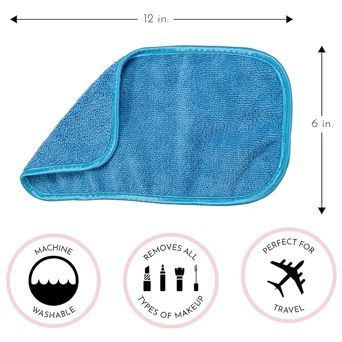 S&T INC. Makeup Remover Wipes for Skin Care, Reusable Makeup Wipes or Face Towels, Travel Essentials, Assorted Colors, 6 In. by 12 In., 5PK