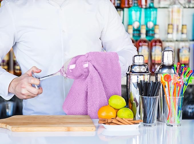 Utopia Towels Kitchen Bar Mops, Pack of 12, 16 by 19 Inches, 100% Cotton Super Absorbent Lavender Towels, Multi-Purpose Cleaning Towels for Home and Kitchen Bars
