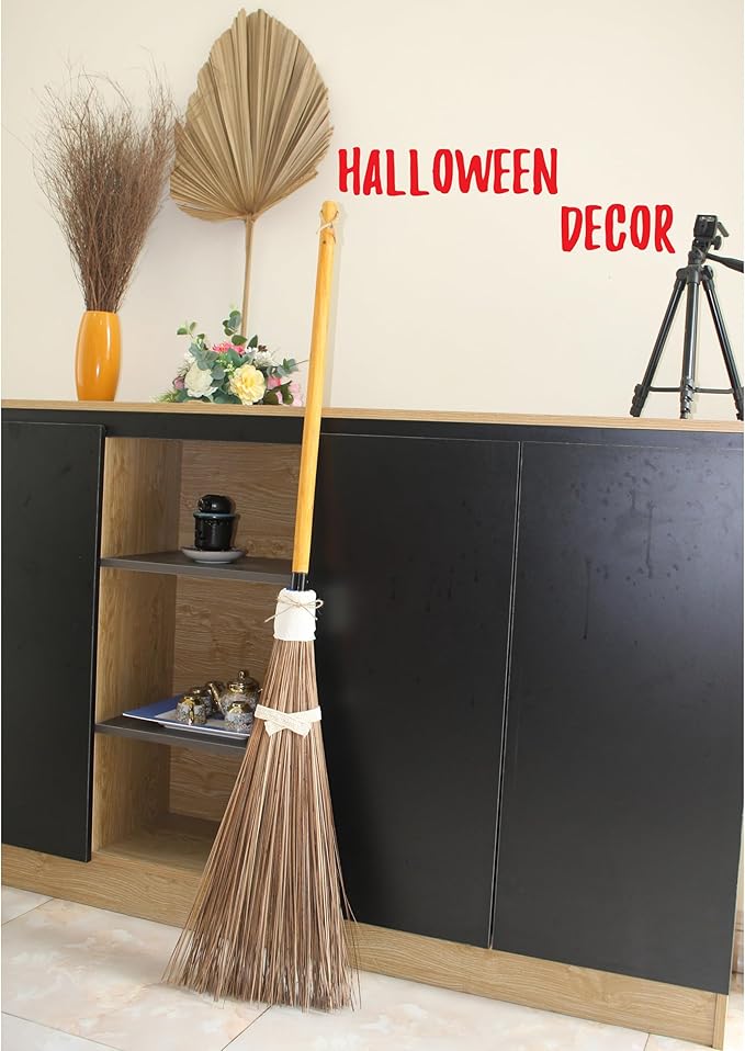 Coconut Broom - 55 Inches Length, Heavy Duty Broom for Sweeping Patio, Garden, House, Garage and Other Outdoor Spaces.