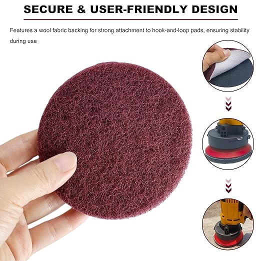 20 PCS 4 Inch 120-2000 Grit Hoop and Loop Scrubber Scouring Pads Drill Scuffing Disc Flocking Scuff Pads, Conditioning Discs Polishing Pads for Furniture Automotive Cleaning, Rust Removal