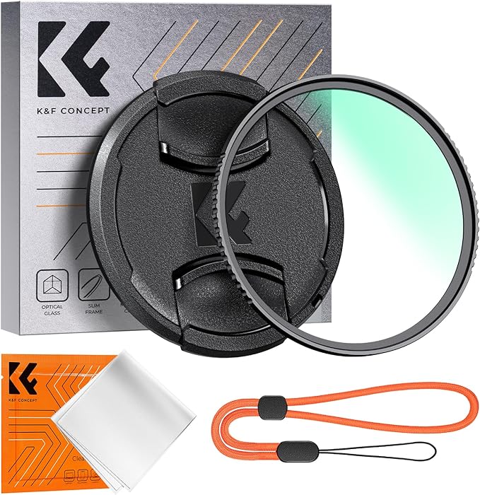 K&F CONCEPT 46mm MC UV Lens Protection Filter with Lens Cap Cleaning Cloth Optical Glass Ultra Slim 18 Multi-Layer Coatings Camera Lens UV Filter (K-Series)