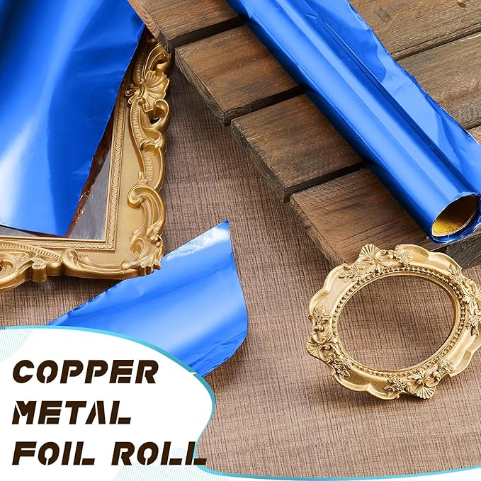 1 Roll Aluminum Metal Crafts DIY Foil 12 Inch x 20 ft 0.1 mm Thick for Art Project Aluminum Flashing Roll Wide Sheet Multipurpose Metal Sheets for DIY and Crafting Projects (Blue)