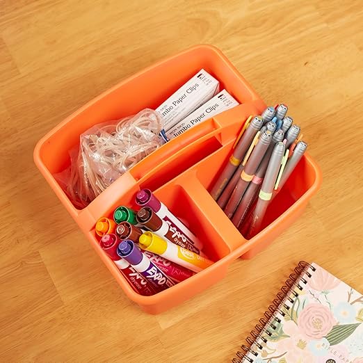 ECR4Kids 3-Compartment Storage Caddy, Storage Organizer, Primary, 6-Pack