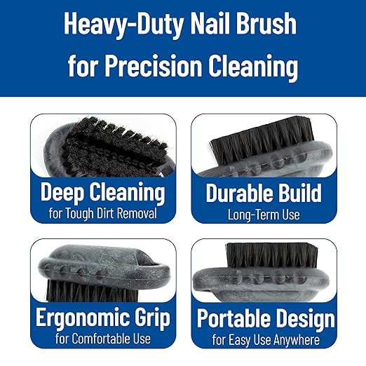 SPARTA 5 Inch Hand and Nail Brush with Stiff Polyester Bristles, Polypropylene Body, Color Coded Scrub Brush for Commercial Foodservice and Industrial Use, Black (Pack of 12)