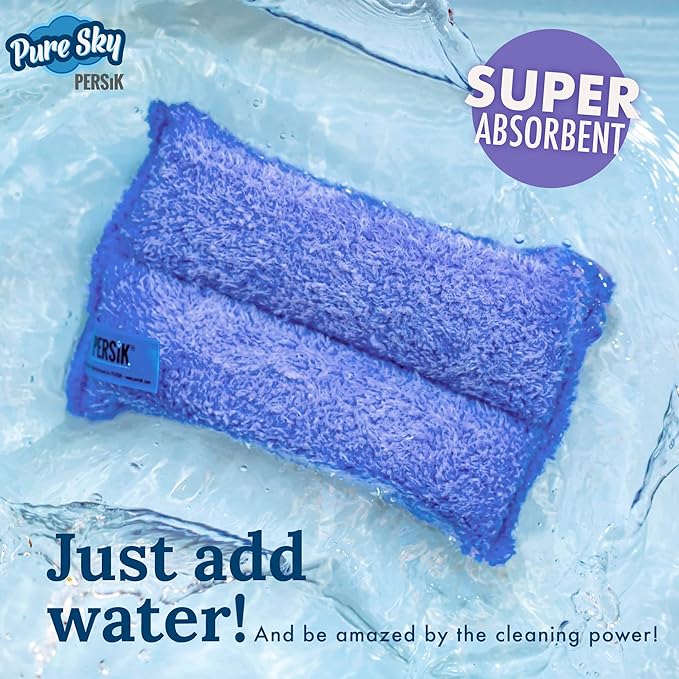 Pure-Sky Ultra Microfiber Cleaning Sponge – 2-in1, Combination for Glass and Multipurpose – JUST ADD Water No Detergents Needed – Use for Windows, Glass, Mirrors, Removing Stains in The Cracks
