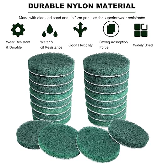 20 PCS 4 Inch 240 Grit Hoop and Loop Scrubber Scouring Pads Drill Scuffing Disc Flocking Scuff Pads, Conditioning Discs Polishing Pads for Furniture Automotive Cleaning, Rust Removal