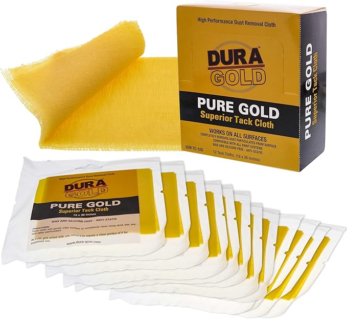 Dura-Gold - Pure Gold Superior Tack Cloth (Case of 144) Woodworking, Automotive Paint, Tack Cloth Autobody Painting, Painters Cloths, Dust Rags, Stain Rags, Wood Staining Pads, Tac Cloths, Tacky Towel