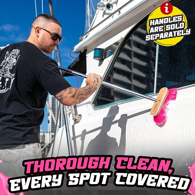 Salty Captain Hard Bristle Boat Deck Brush – Heavy-Duty Cleaning for Grime, Stains & Salt Build-Up – Durable Marine-Grade Design