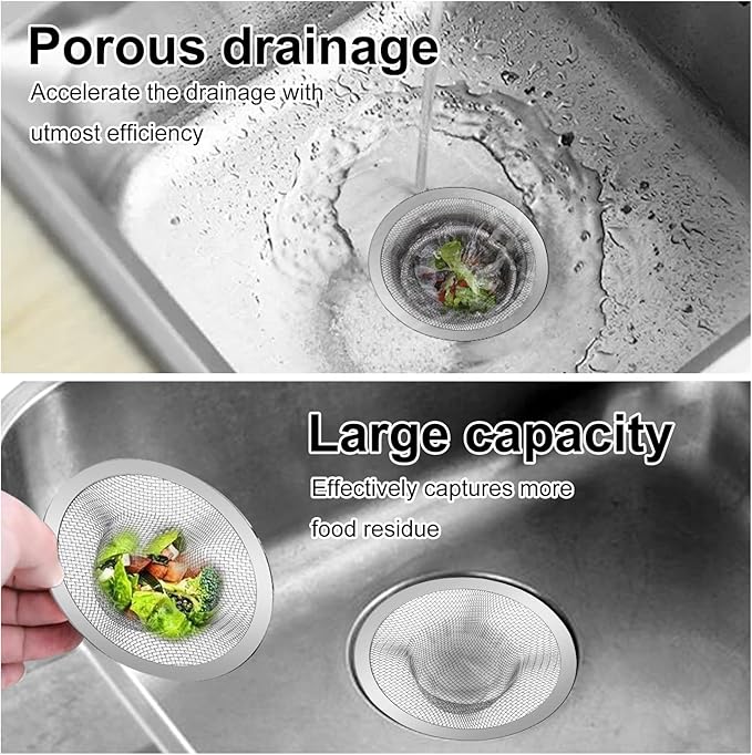 40pcs 4.5" Mesh Sink Strainer for Kitchen, Stainless Steel Mesh Sink Drain Strainer - Heavy Duty Slop Basket Filter Trap for Kitchen Sinks, Bathroom, Shower, Floor Drains