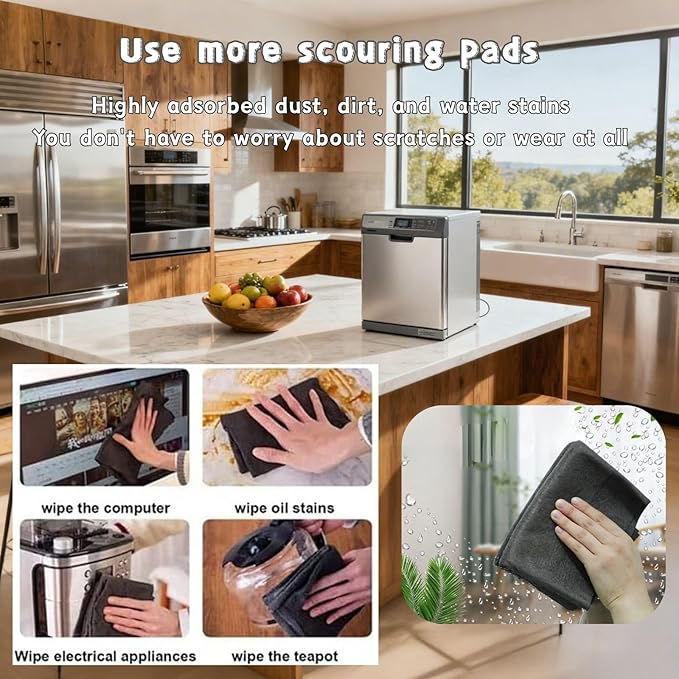 10PCS Thickened Magic Cleaning Cloth, Microfiber Cloth – Reusable, Lint Free, Machine Washable – Applicable to TV/Car/Window Cleaning
