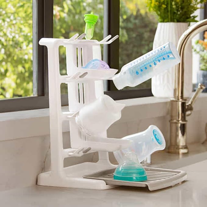 Munchkin® Tidy Dry™ Space Saving Vertical Bottle Drying Rack for Baby Bottles and Accessories, White