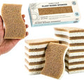 Plant Based Natural Sponge - Pack of 12 Cellulose Sponges, Safe on Non-Stick Cookware, Dual Sided Dish Sponge for Washing Dishes, Kitchen and Household