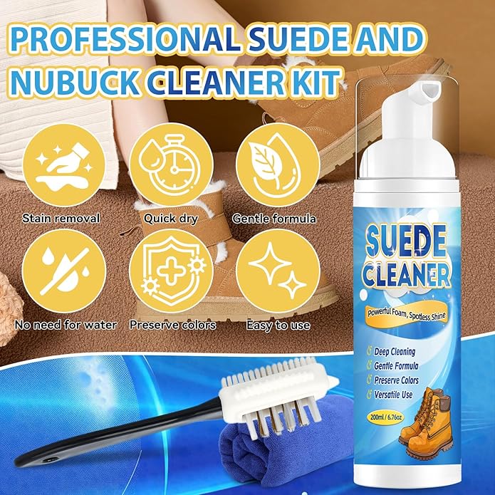 Bondtech Suede Shoe Cleaner Kit, Nubuck & Suede Cleaner with Brush & Towel, Foam Removes Dirt and Stains from Shoes 6.76 OZ