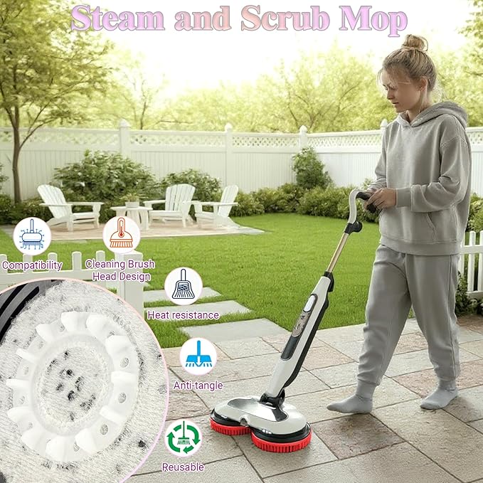 Steam Cleaner Mop Replacement Brush Heads for Shark steam and Scrub mop S7000 S7201 S7005 S7020 S7001C S7000AMZ S8001, Upgraded Scrubbing & Polishing Pads for Deep Cleaning Hard Floors, Black & Red