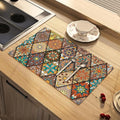 Dish Drying Mat Mexican Absorbent Coffee Mat Rubber Backed Moroccan Soft Silicone Kitchen Dish Draining Mat for Kitchen Bathroom Coffee Bar (Rhombic, 16 x 24 Inches)