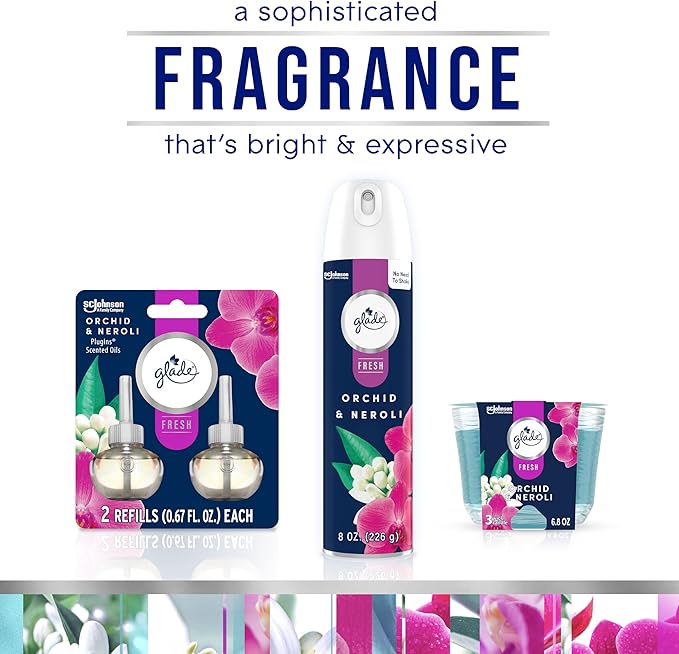 Glade PlugIns Refills Air Freshener, Scented and Essential Oils for Home and Bathroom, Orchid & Neroli, Fresh Collection 3.35 Fl Oz, 5 Count (Pack of 2)