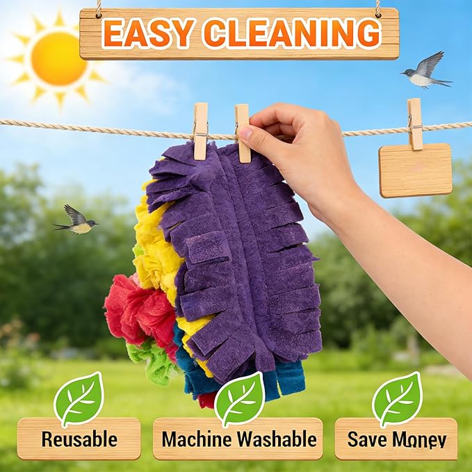 360° Electrostatic Duster Refills - The Sustainable Choice for a Dust-Free Home, Reusable & Washable Microfiber Dusting Heads, Reusable Duster Refills (1 Handle + 6 Refills)