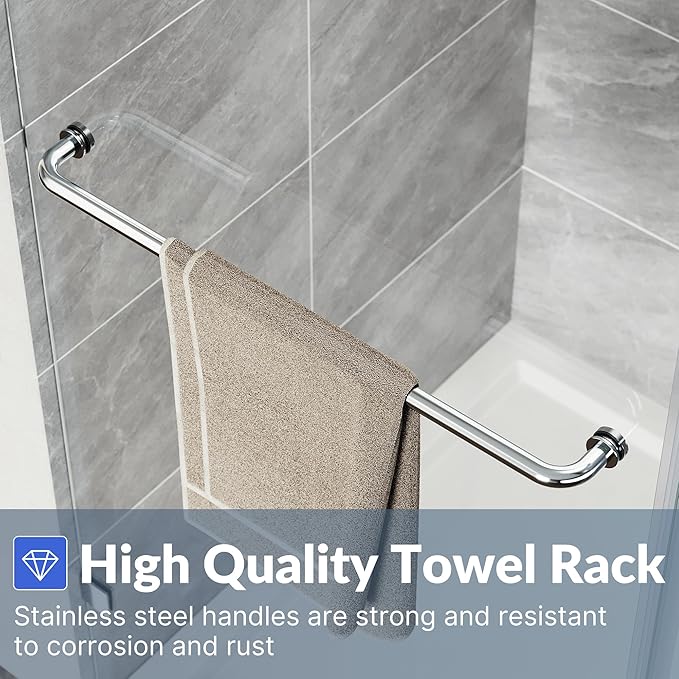 SUNNY SHOWER Frameless Shower Door 60" W x 72" H, Single Sliding Shower Glass Door, 5/16" Tempered Glass, Bathroom Sliding Door in Chrome Finish