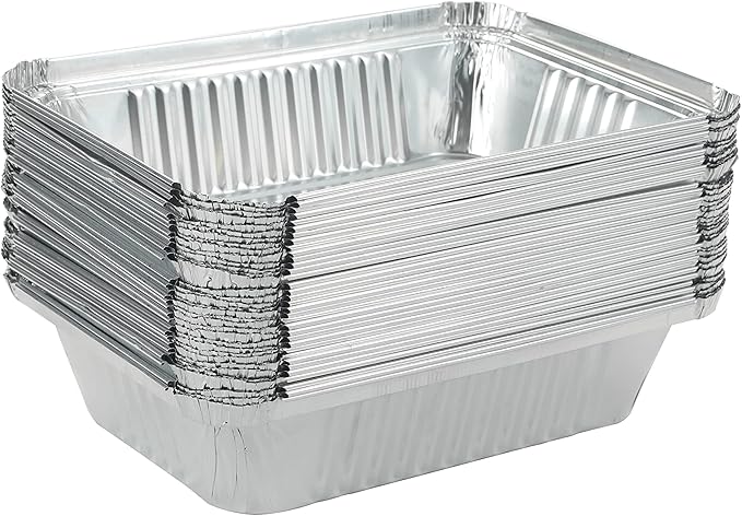25Pack Disposable Aluminum Foil Pans with Lids, Heavy Duty Bread Tins 2.25LB - Capacity 8.5x6.3” Takeout Pans, Tin Foil for Reheating, Baking