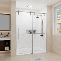 56-60" W x 76" H Frameless Shower Door,Sliding Shower Door with 5/16"(8mm) Clear SGCC Tempered Glass,Glass Shower Door w/Seal Strip Parts and Handle,Stainless Steel Hardware,Silvery