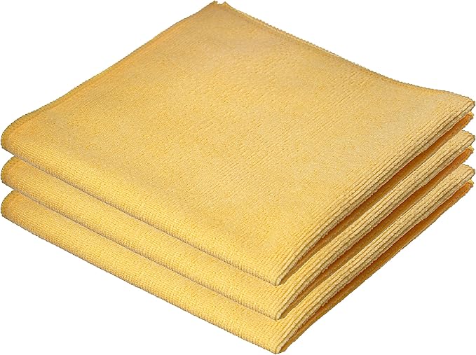 Superio Microfiber Cleaning Cloth for Cars, Kitchen Cleaning Rags for Housekeeping, 16" Micro Fiber Towels for House, Bathroom Absorbent All-Purpose Streak-Free lint-Free Wash Cloths (3 Yellow)