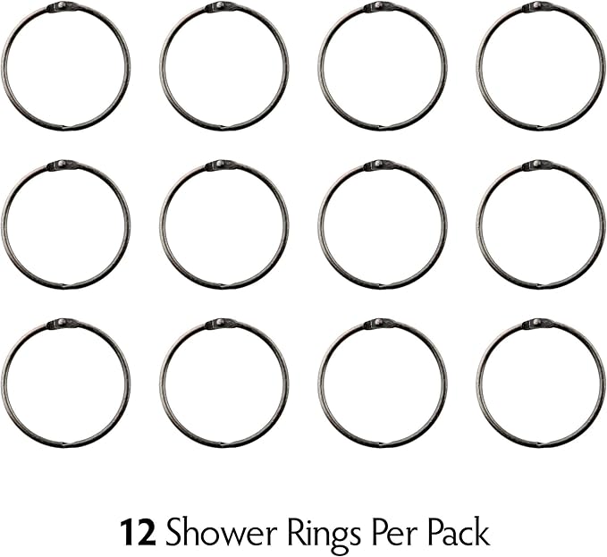 SlipX Solutions Simple Slide Shower Curtain Rings Provide Effortless Gliding on Standard Shower Rods (Rust Resistant, Snap Closure) (12, Oil Rubbed Bronze)