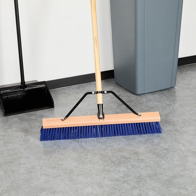 Restaurantware-BROOM HEAD ONLY: Clean Tek Professional 24-Inch Broom Head, 1 Heavy-Duty Push Cleaning Tool - Handle And Brace Sold Separately, Heavy Plastic Bristles, Wooden, Commercial Use