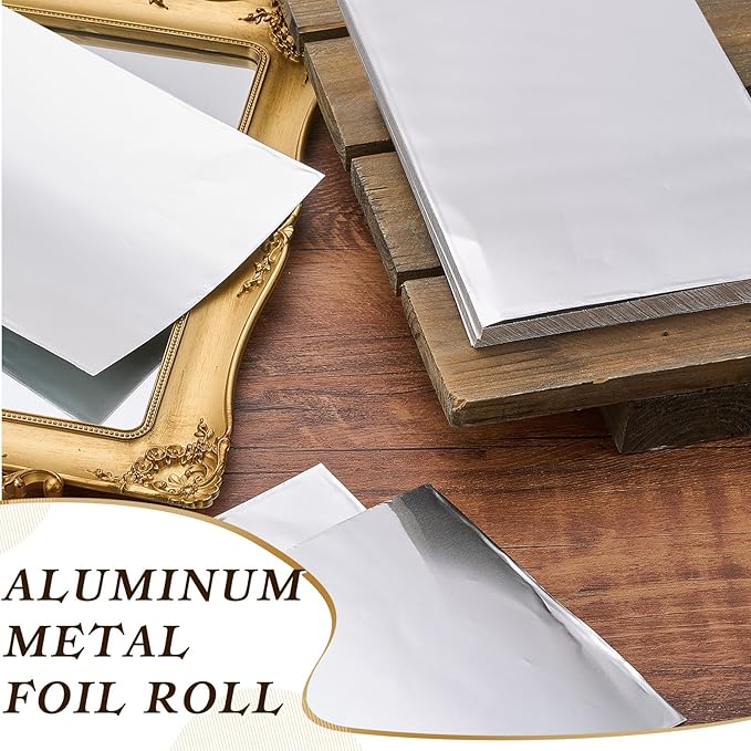 Yaocom 50 Packs Aluminum Metal Crafts DIY Foil 7.8 Inch x 11.8 Inch x 0.07 mm Thick for Art Project Aluminum Flashing Roll Wide Sheet Multipurpose Metal Sheet(Silver)