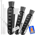 6 Pack Holikme 4 in 1 Cup Lid Cleaning Brush Set with 3 Straws, Multifunctional Bottle Brush, Silicone Cup Lid Gap Cleaner, Durable Bristle Crevice Cleaning Brush, Black