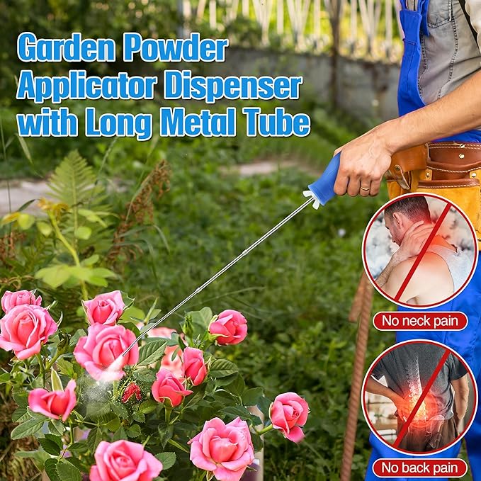 Diatomaceous Earth Powder Duster, Longer 9" to 22" Retractable Garden Powder Applicator Dispenser, 8 oz Bulb Duster Sprayer Insect for Home Organic Gardening Agricultural Supply(Blue,1 Pcs)