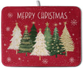 Merry Christmas Dish Drying Mat for Kitchen Counter 18x24 Inch Red Xmas Tree Snowflakes Drying Pad Winter Holiday Absorbent Microfiber Dish Draining Reversible Dish Drainer Rack Mat
