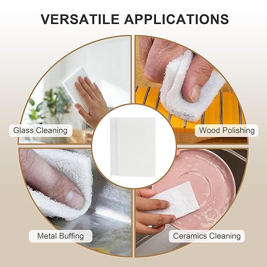 6"x9" Light Duty Scuff Pad 8 Pack (7445) - White, Wet/Dry Reusable Non-Abrasive Hand Pad for Cleaning, Polishing & Finishing - Auto Body, Woodworking, Glass & Marine