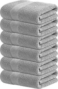Infinitee Xclusives Gray Hand Towels for Bathroom - Set of 6 (16x28 inches) 600 GSM, 100% Cotton Ultra Soft, Quick Drying, Hotel Quality Hand Towel Set (Charming Grey, Hand Towels)