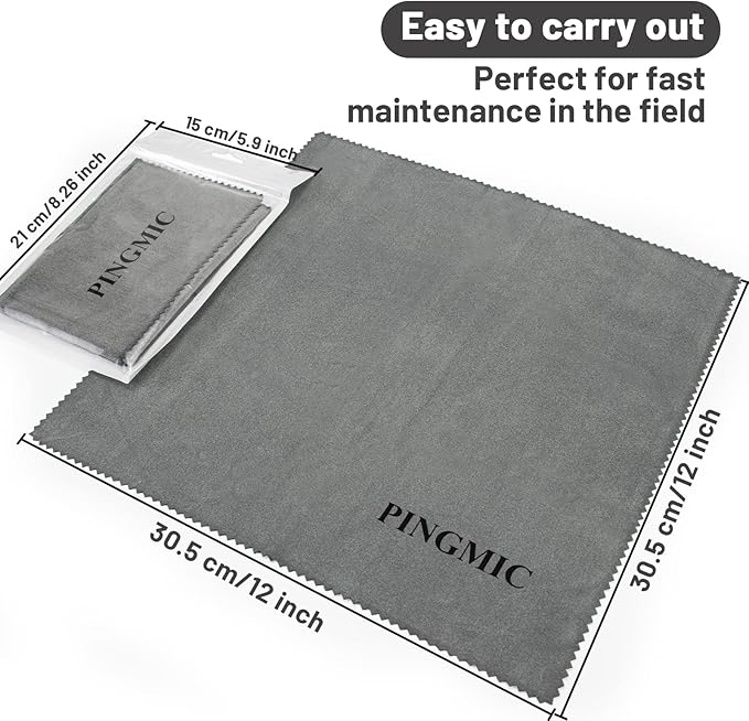 PINGMIC 12 ''×12 '' Silicon Gun Cloth and Gun Cleaning Cloths, for Firearm Cleaning and Polishing - Lint-Free Gray Cloth
