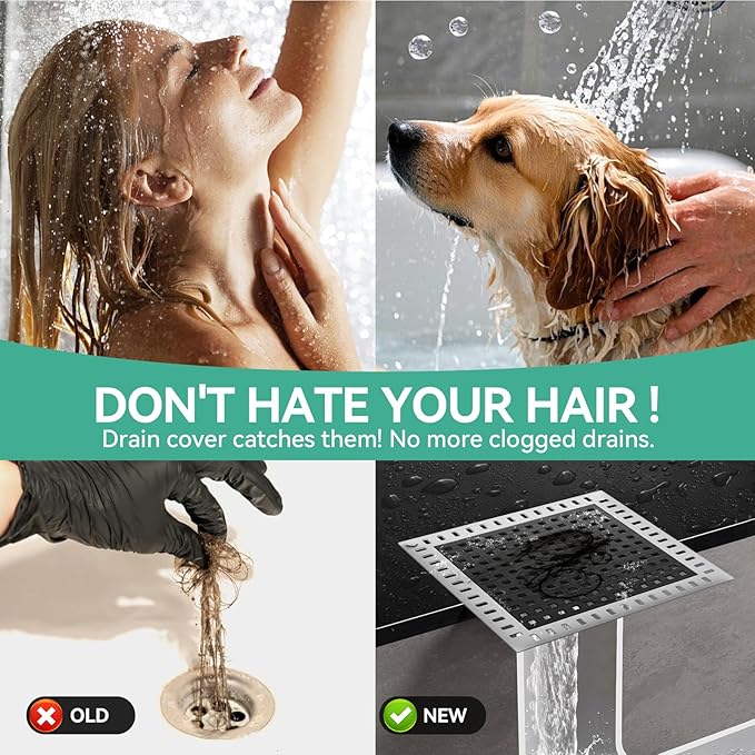 Drain Hair Catcher for Bathroom Sink,4.8" Stainless Steel and Silicone Shower Drain Covers Suitable for Drains and Bathroom Floors (1, Gray)