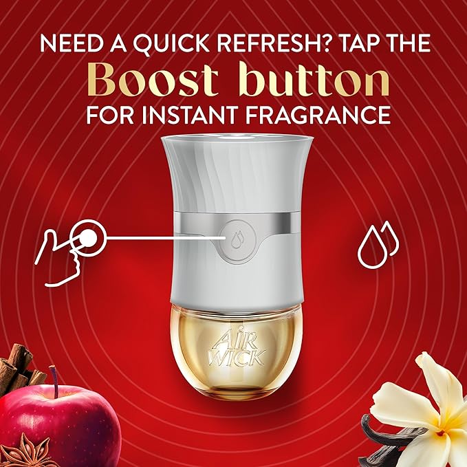 Air Wick Vibrant Plug In Scented Oil Refill,Infused with Essential Oils,Plug In Air Fresheners for Home,Fall Scent,Fall Décor,Warm Apple & Cinnamon,5 ct,(Pack of 2)