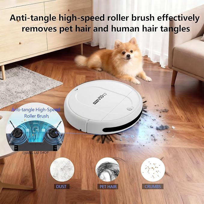 Robot Vacuum Cleaner, 3000Pa Powerful Suction, 2.56-inch Ultra-Slim Body, 120-Minute Long Battery Life, Quiet Operation, Smart Navigation, Suitable for Hard Floors/Low-Pile Carpets/Pet Hair- Whites-2