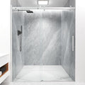 Shower Door Frameless 56-60'' W x 72'' H, Sliding Glass Door, 5/16 inch (8mm) Thickness Clear Tempered Glass for Walk-in Shower, Brushed Nickel
