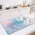 Dish Drying Mat for Multiple Usage. Super Absorbent, Easy clean, Quick dry, Cocina Accesorios for Kitchen Counter or Faucet Sink, Coffee bar, Refrigerator or Air fryer liners, 1 Pack Colorful Marble
