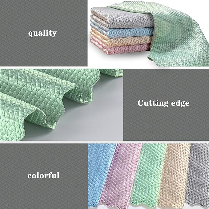 Streak Free Miracle Microfiber Cleaning Cloth, 15 Pack Nanoscale Lint Free Cleaning Rags, Glass Cleaning Cloth for Windows, Mirrors, Chrome, Housekeeping(5 Colors,15.7 in x 11.8 in)