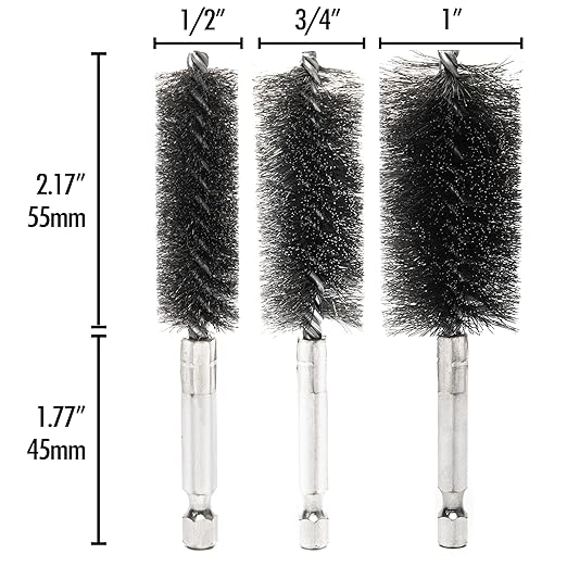 Quadruple Wire Twist Professional ID Copper Tube Pipe Cleaner for Fittings 6pcs, 1/2" 3/4" 1" Pipe Cleaning Brush Set, Stainless Steel Wire Bore Brushes for Power Drill, 1/4 Inch Hex Shank