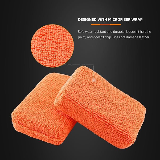 Microfiber Applicator Pad, SPTA Premium Microfiber Sponge and Cleaning Pads,Ultra-Soft, Safe for Sealants, Tire Dressings, Interior and Exterior Detailing, Car, Truck, SUV, RV, Motorcyle Care,10 Pack