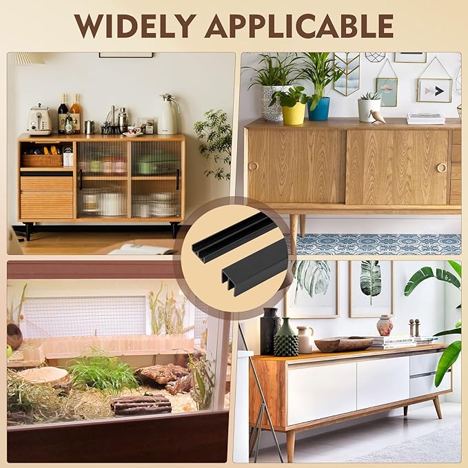 Fancat 2 Sets 48" Plastic Sliding Door Track Set for 1/4" Thick Panels Glass Cabinet Sliding Door Track, PVC Durable Low Noise Window Track